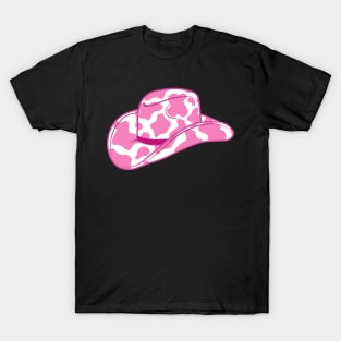 Pink Cow Print Cowboy Hat T-Shirt